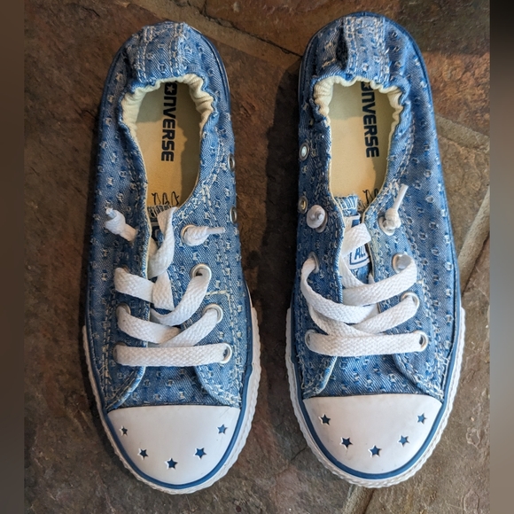 Shoreline blue color Converse lace-up slip-on youth size 13.5 classic low top - Picture 2 of 14